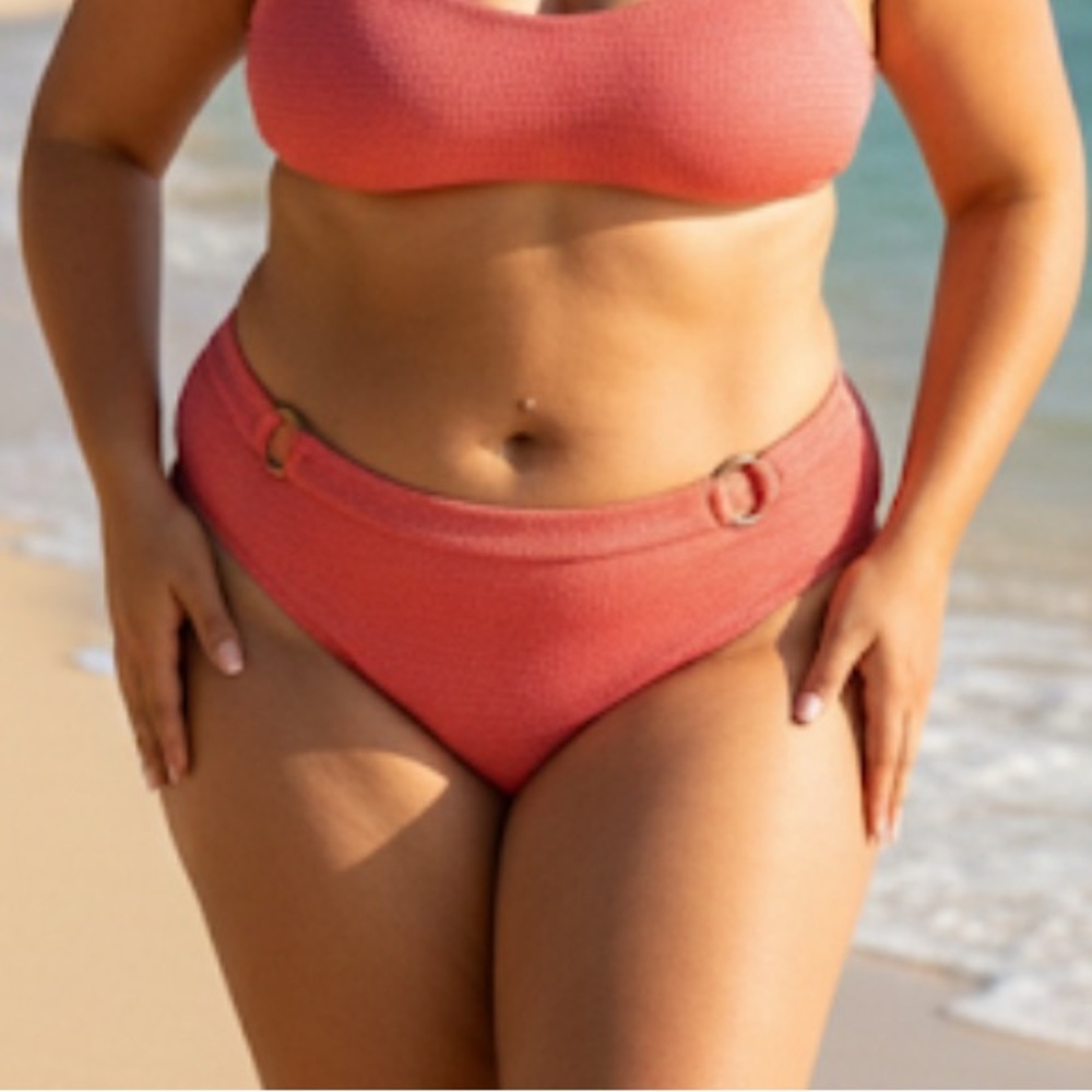 Time and Tru Orange Textured Swim Bottom size 2X new
